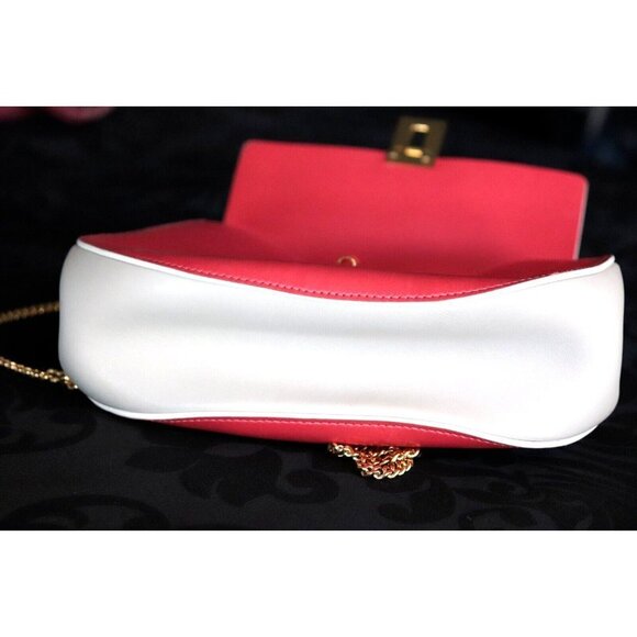 Chloé Medium Pink White Drew Crossbody Bag Chain Strap Leather Flap Bag $1850 - Picture 10 of 11